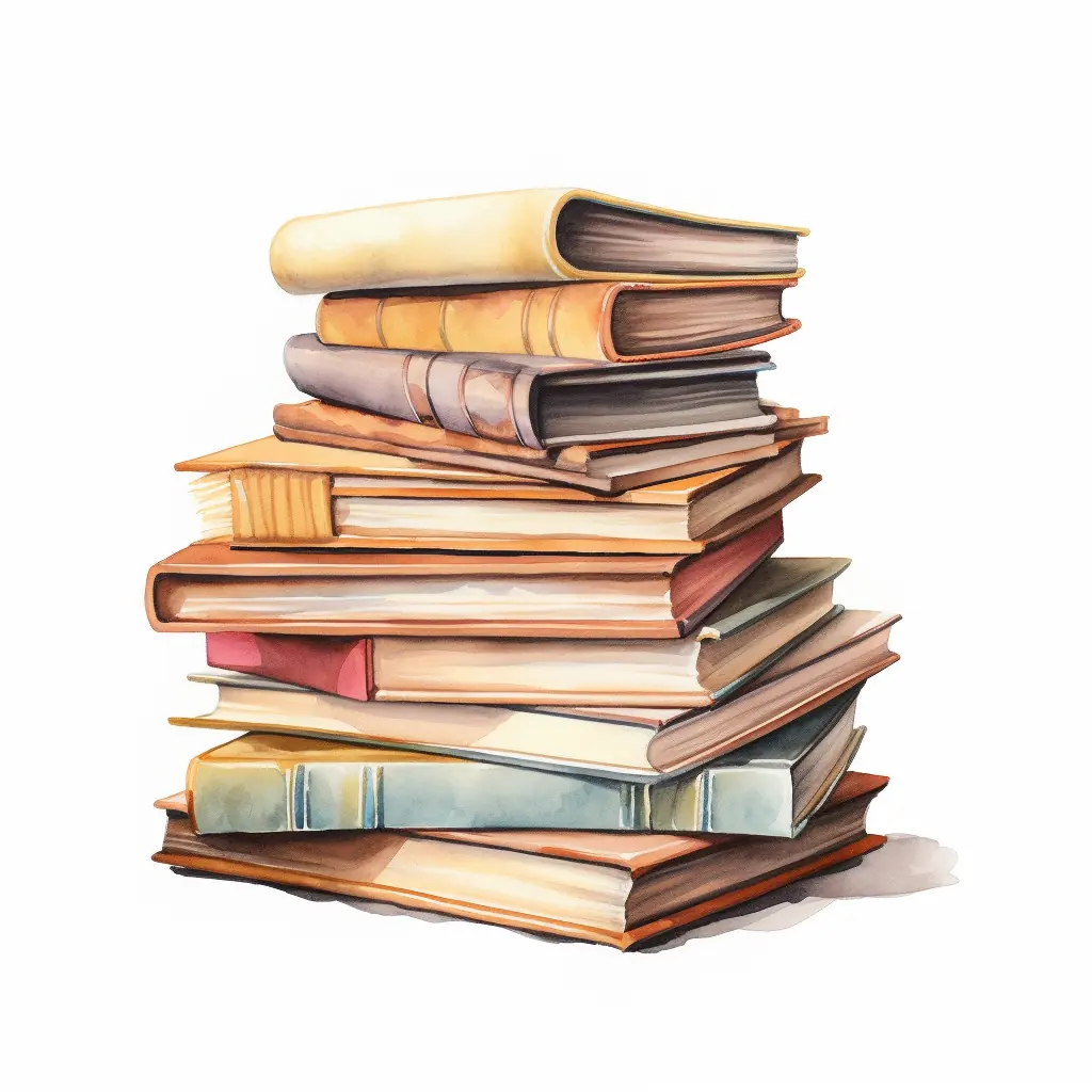 Ein Haufen von Büchern in sanften Tönen, der fast wie echt aussieht. Ein Arrangement von Büchern in leichten Farben, der fast wie lebendig wirkt.