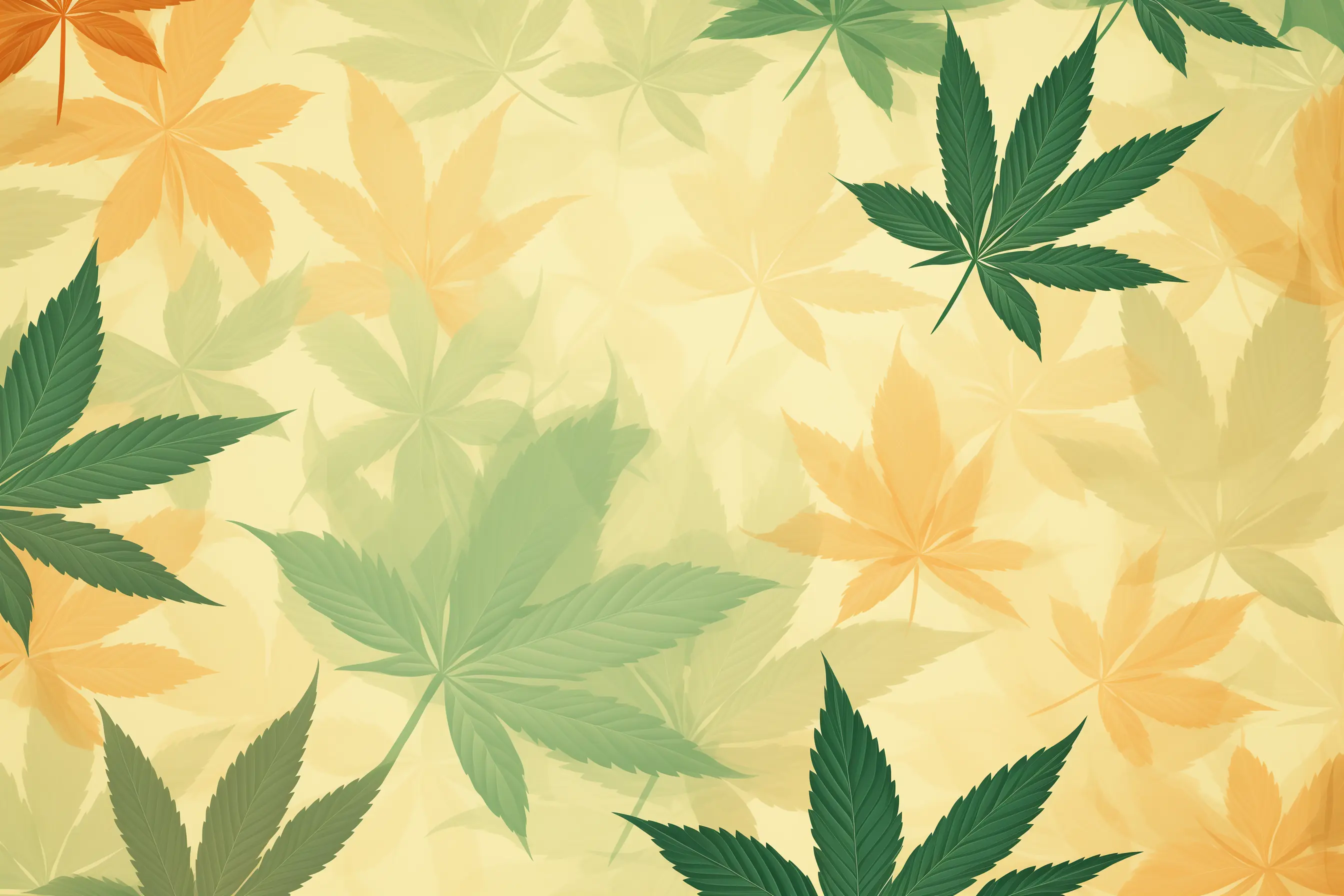 Muster aus Hanfblättern vor beigem Hintergrund,für den Cannabis Social Club in Regensburg Ein Muster aus Cannabisblättern in zarten Farben, erstellt für einen Cannabis Social Club in Regensburg